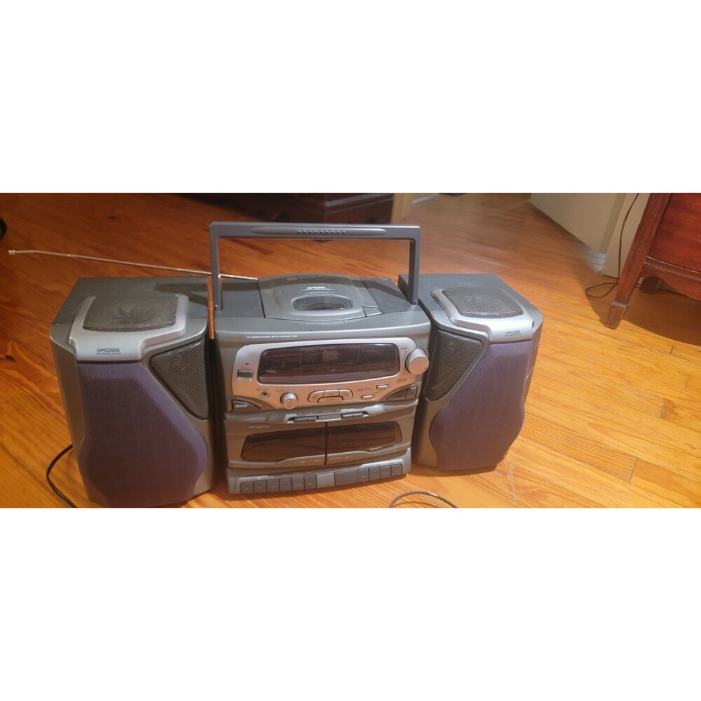 KOSS 7 Speaker Digital Audio System AM/FM Radio Dual Cassettes CD  Works Great